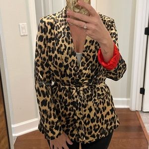Leopard cinch blazer